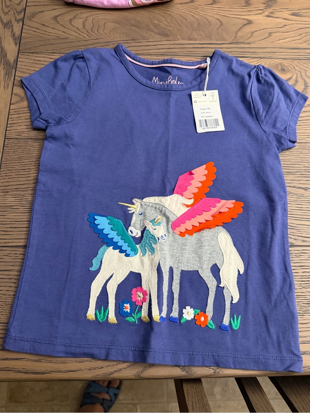 Mini Boden Purple Unicorn Wing Tee for Kids